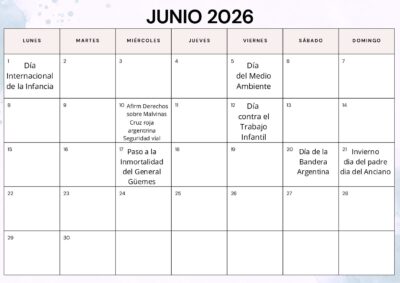 PDF Calendario escolar de Junio 2026 Efemerides