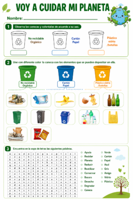 Actividades para aprender sobre reciclaje con sopa de letras