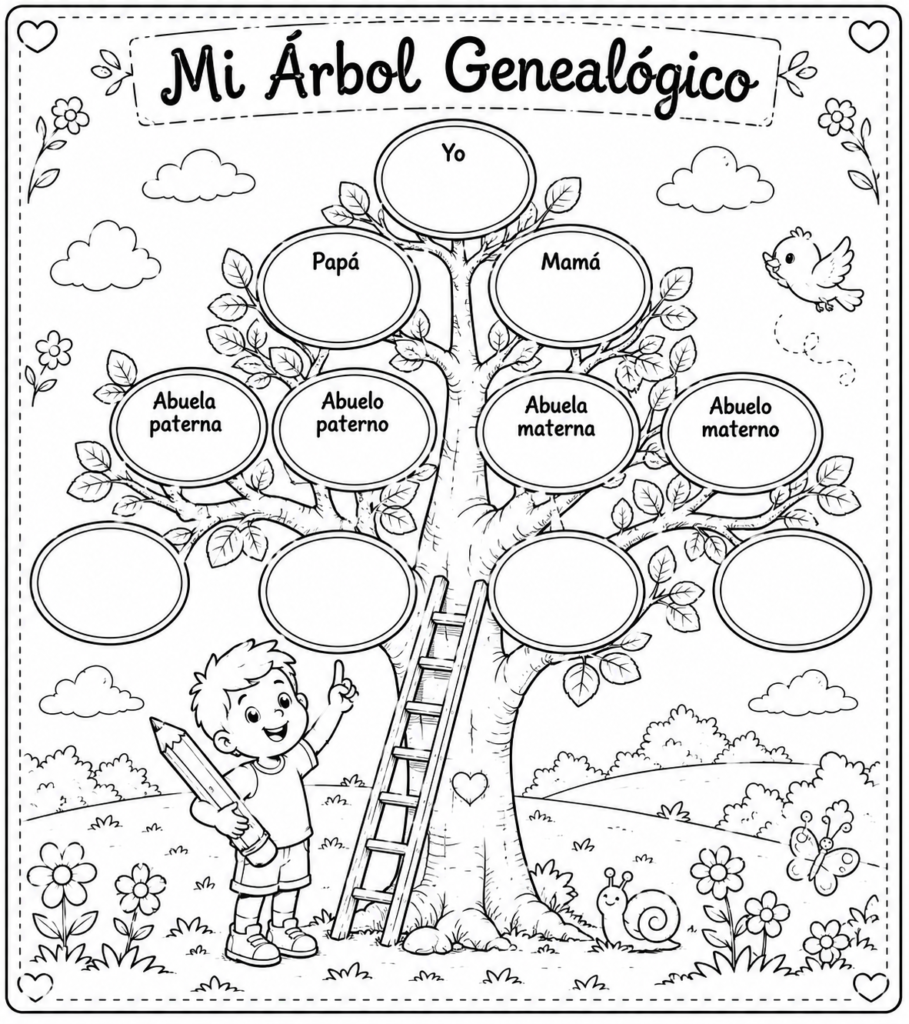 arbol genealogico para colorear