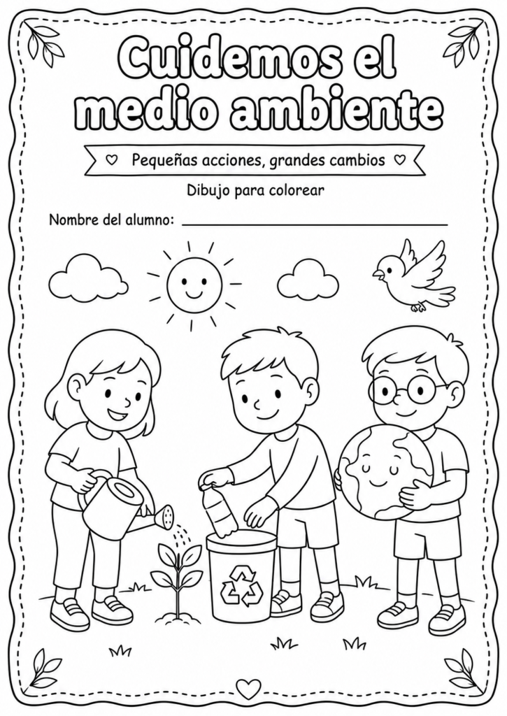 dibujos para colorear cuidado del medio ambiente