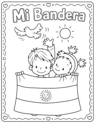 dibujo para colorear bandera argentina
