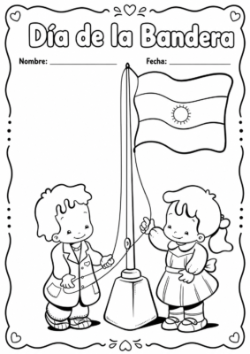 dibujo para colorear dia de la bandera argentina