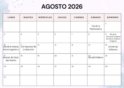 Efemerides Calendario Efemerides Agosto 2026 PDF