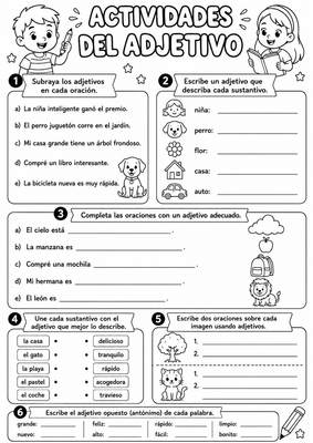 El adjetivo Actividades escolares